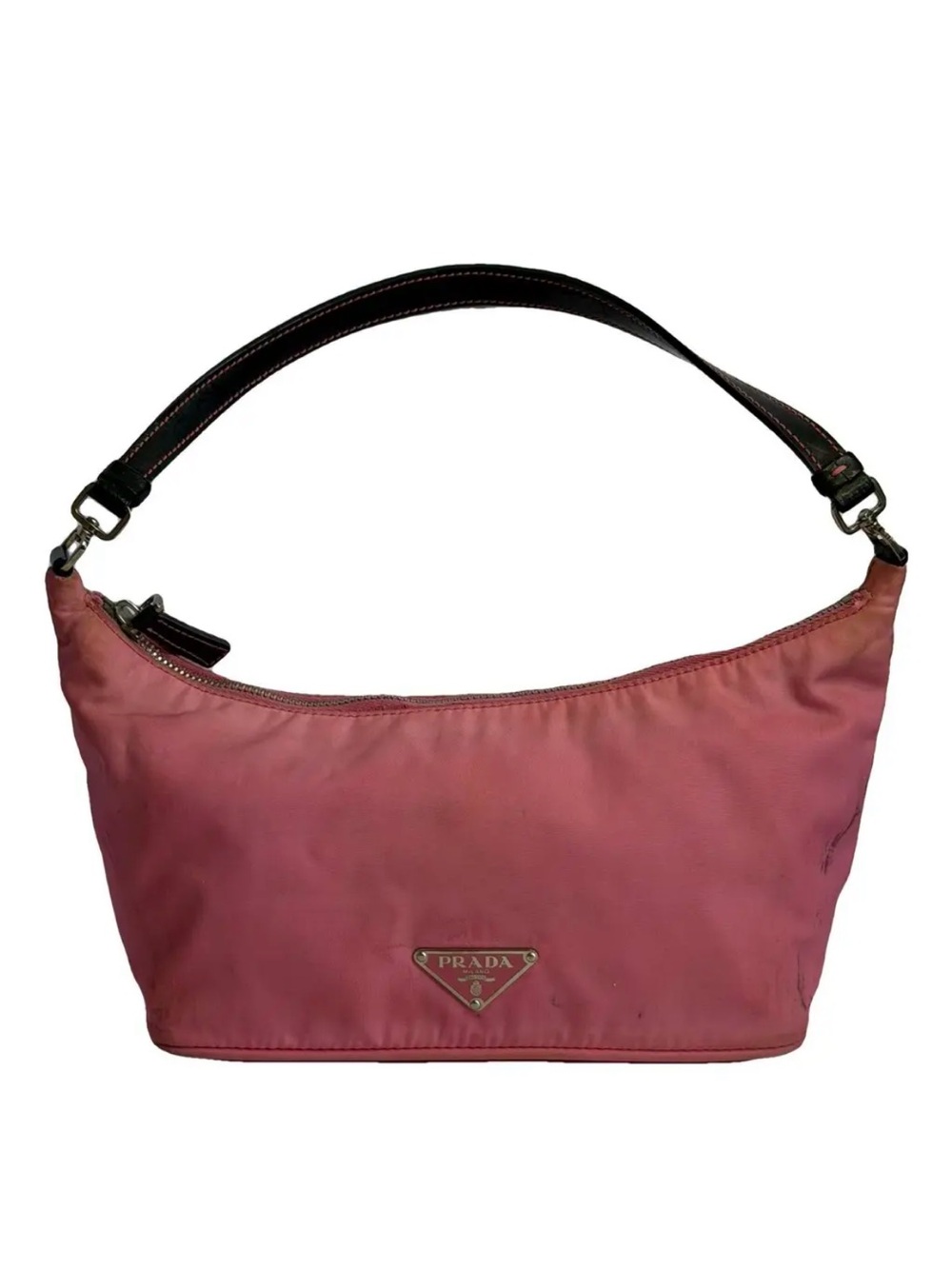 Prada Coral Pink Nylon Shoulder Bag with Leather Handle - Picture 11 of 14